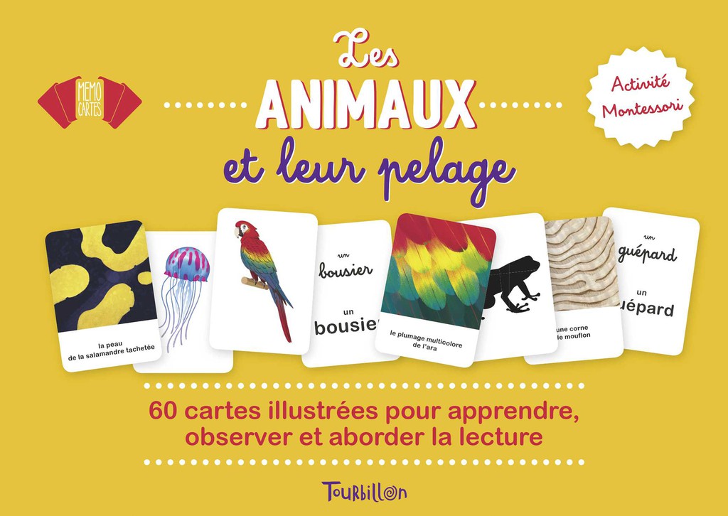 Image Les Animaux et leur pelage : activité Montessori : 60 cartes illustrées pour apprendre, observer et aborder la lecture